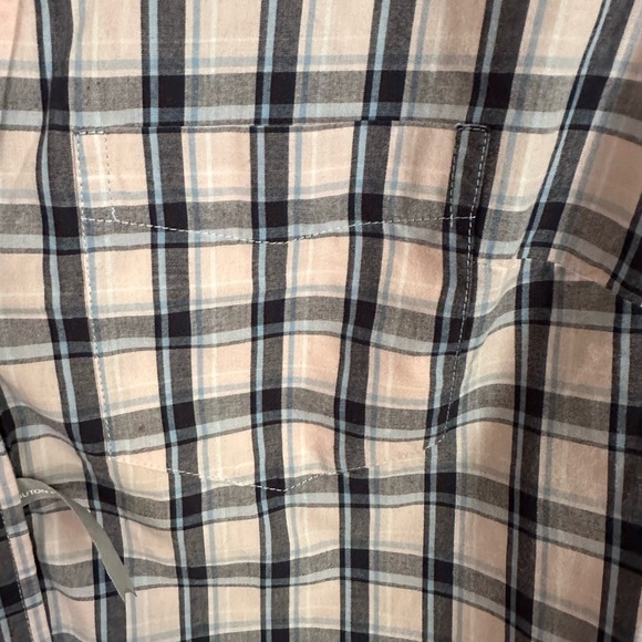 🍉Lee Riders button down blouse sleeveless XL NWT light pink navy white plaid - Picture 5 of 11